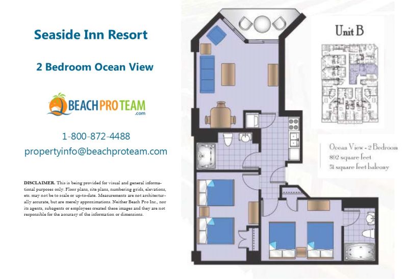Seaside Inn Floor Plan B - 2 Bedroom Ocean View